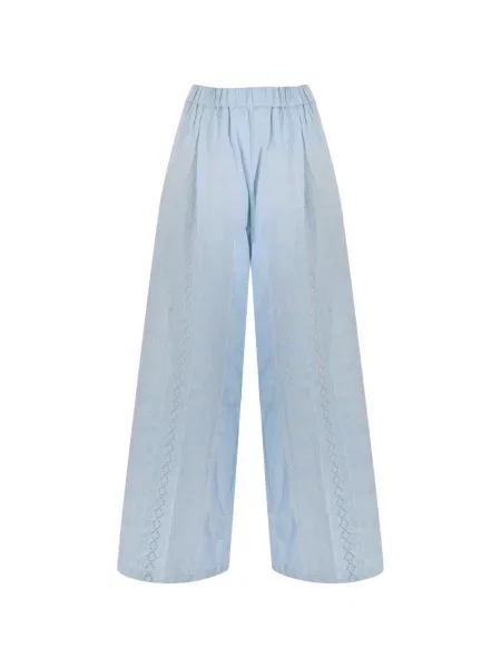 Pantaloni palazzo Semicouture cu broderie albastru