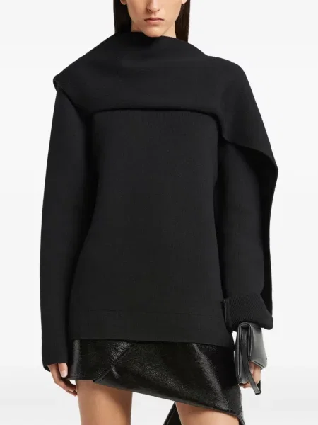 Pulover Courreges de lână drapat negru