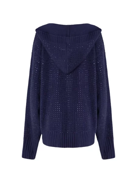 Stras cardigan Pinko cu glugă albastru