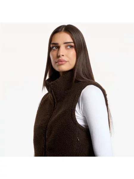 Γιλέκο Urban Classics Short Sherpa Vest Brown L καφέ