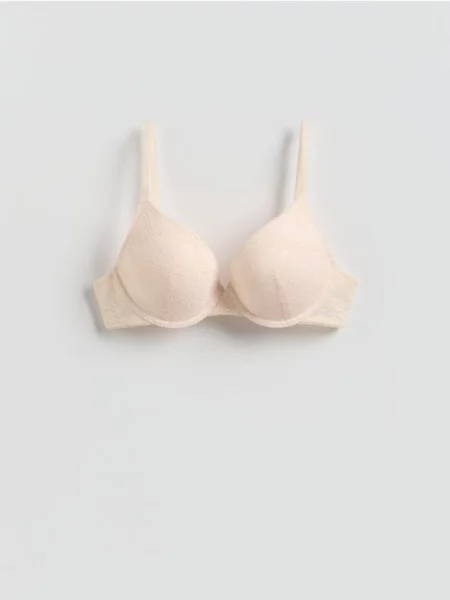 Reserved Мереживний бюстгальтер пуш-ап кремовий 