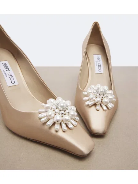 Pantofi cu toc Jimmy Choo din satin bej