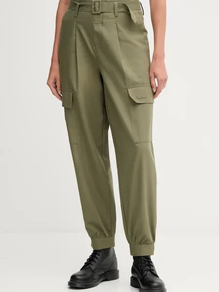 Pepe Jeans pantaloni fason cargo high waist verde