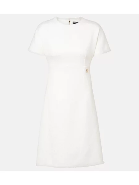 Volnena obrabljena obleka Dolce&gabbana bela