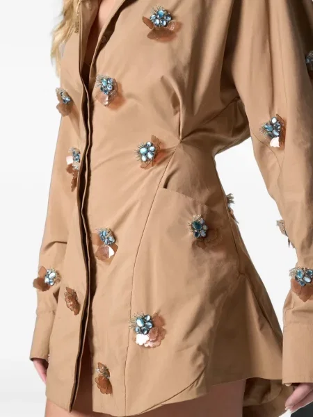 Rochie tip cămașă Jbq cu model floral maro