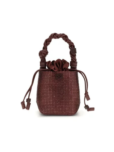 Mała mały torebka Ganni na sprzączkę brązowa
