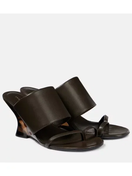 Papuci tip mules Dries Van Noten din piele cu pană negru