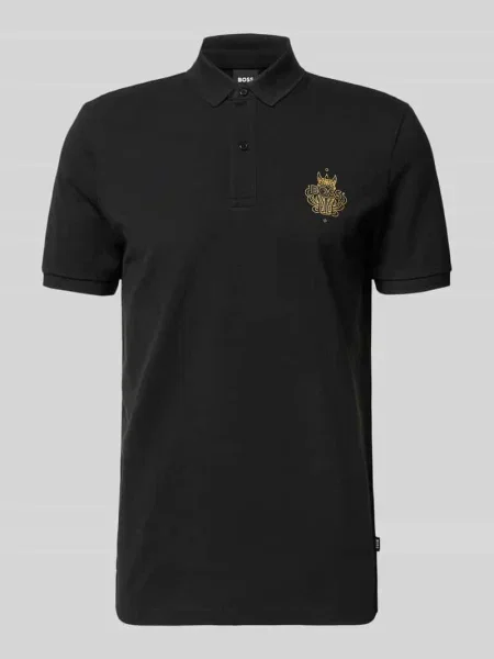 Koszulka polo o kroju regular fit z czystej bawełny model ‘QIANG’ Boss czarne