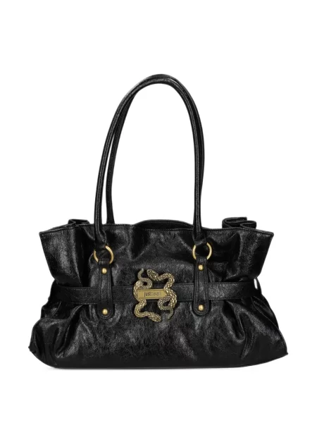 Geantă shopper Just Cavalli cu model piele de șarpe negru