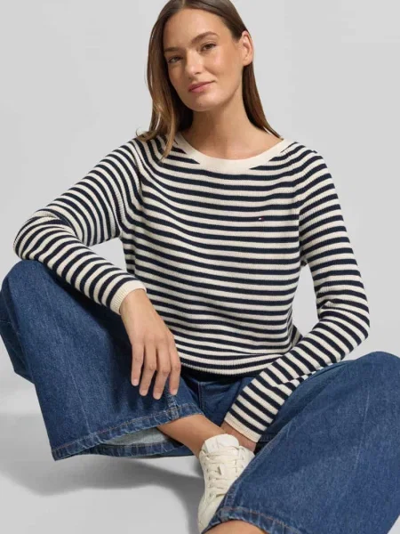 Regular Fit sweter z czystej bawełny Tommy Hilfiger granatowy