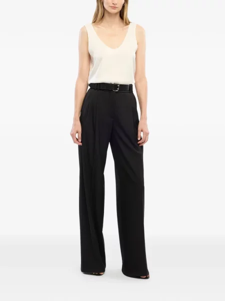 Pantaloni Another Tomorrow din țesătură twill negru