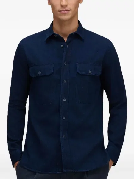 Cămașă Xacus cu model herringbone albastru