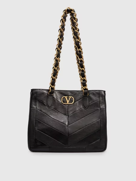 Шкіряна сумка-тоут Laseine Valentino чорна