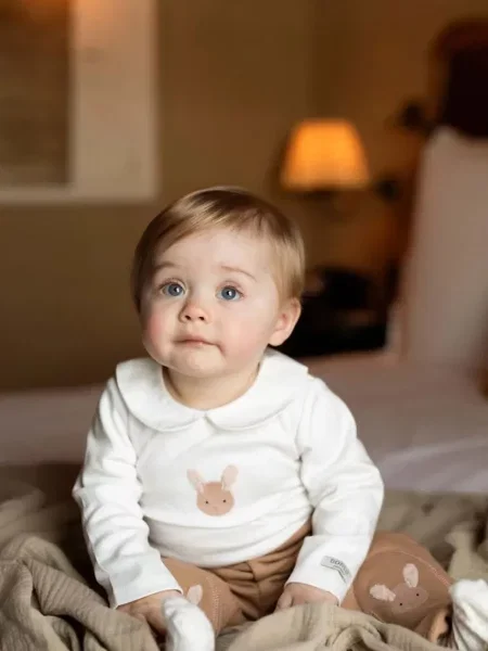 Donsje kojenecké body Davo Bodysuit Fluffy Bunny bílý