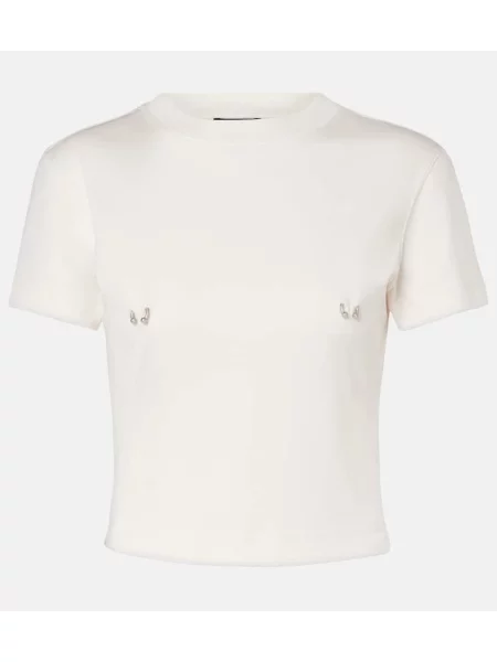 Tricou Mugler din jerseu alb