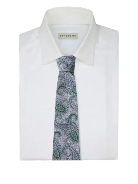 Cravată Etro de mătase cu model paisley albastru