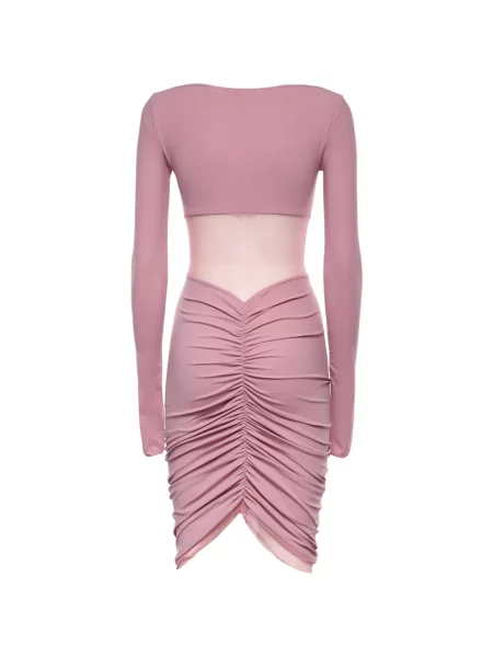 Rochie mini Nensi Dojaka cu volane de costum mini roz