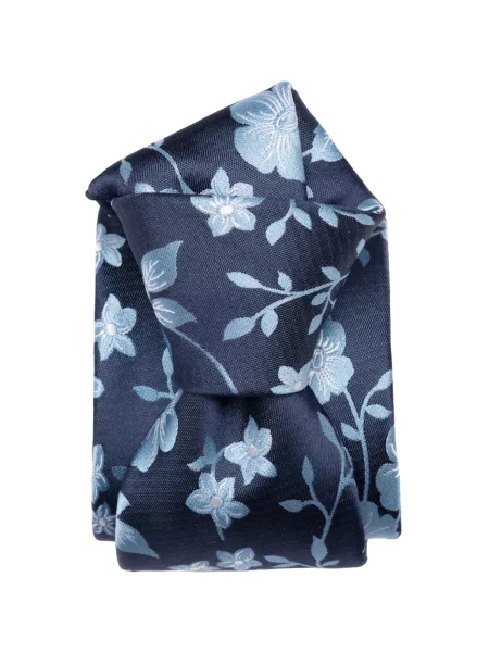 Cravată Elizabetta cu model floral din jacard albastru