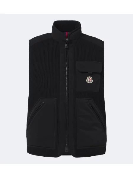 Vestă din puf Moncler de lână negru