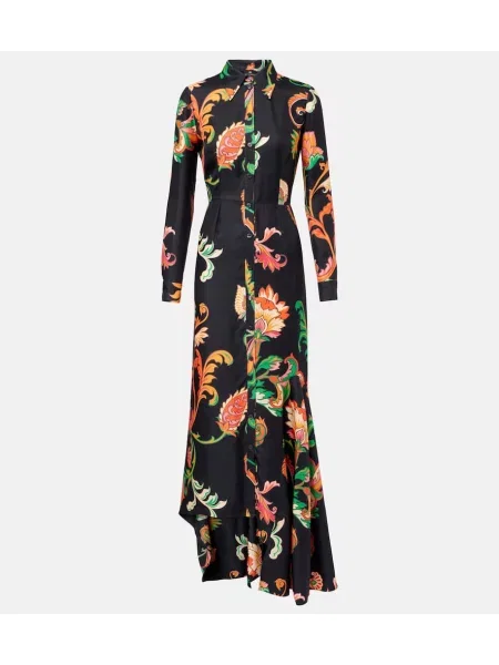 Rochie tip cămașă Etro de mătase de costum negru