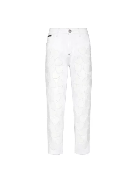 Jeansy Philipp Plein w serca białe