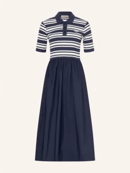 Smith & Soul Pletené Polo Šaty Z Kombinace Materiálů tmavě / režná modrá