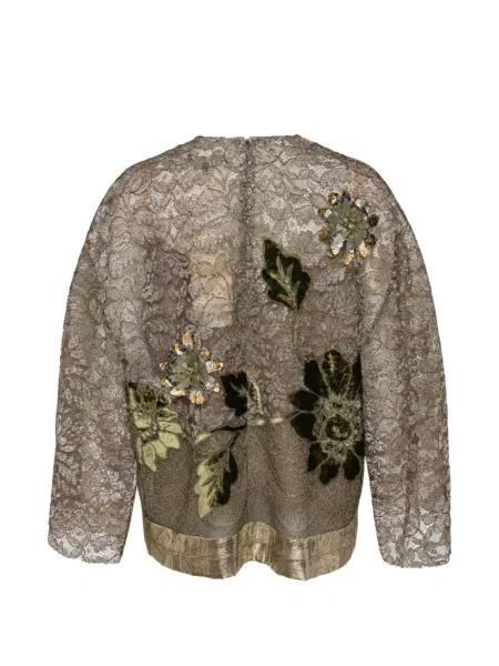 Top Biyan cu model floral cu aplicații din dantelă
