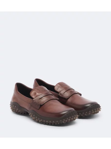 Pantofi loafer Miu Miu din piele maro