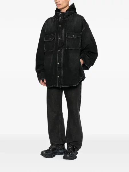 Geacă de blugi Balenciaga cu glugă negru