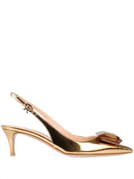 Pantofi cu toc Gianvito Rossi slingback auriu