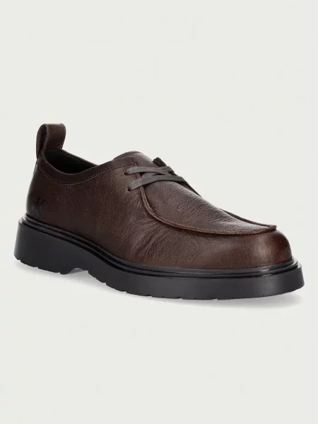 Calvin Klein pantofi pentru bărbați din piele COMBAT APRON LACEUP TU LTH maro
