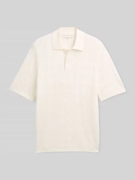 Koszulka polo z czystej bawełny o wyglądzie dzianiny krój regular fit Tom Tailor biała
