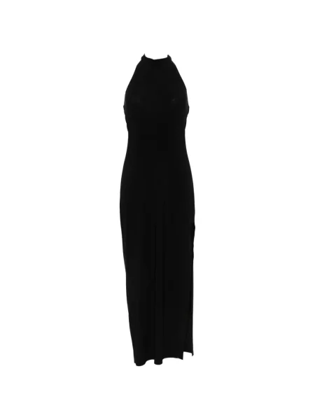 Maxi rochie maxi Norma Kamali cu gât halter de costum negru