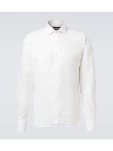 Lanena srajca Thom Sweeney bela