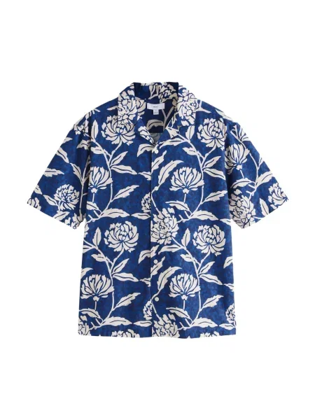 Next Cămașă ecru / închis albastru