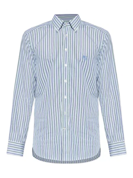 Cămașă Etro cu broderie cu dungi albastru