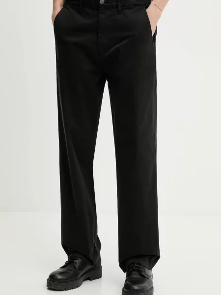 Tommy Jeans pantaloni cămașă dreaptă pentru bărbați neagră