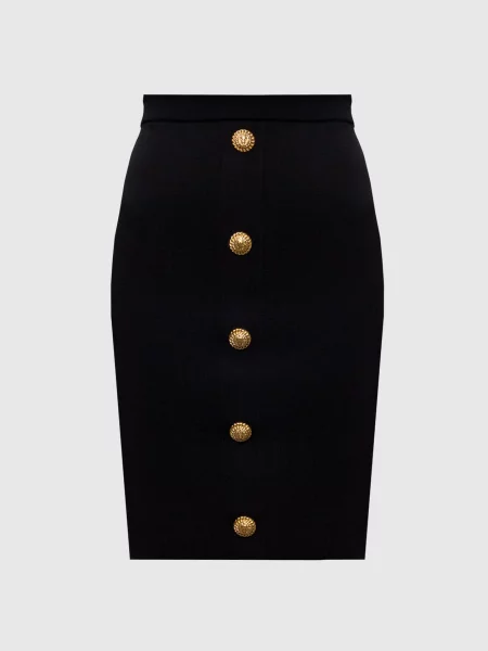 Юбка-карандаш Balmain с заклепками черная