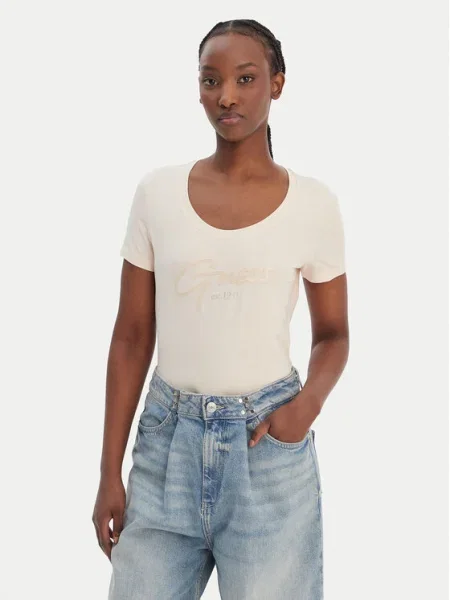 GUESS Tricou galben deschis portocaliu
