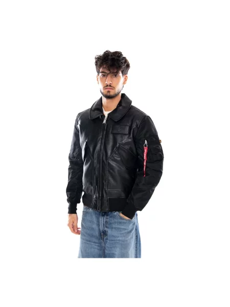 Kurtka skórzana Alpha Industries czarna