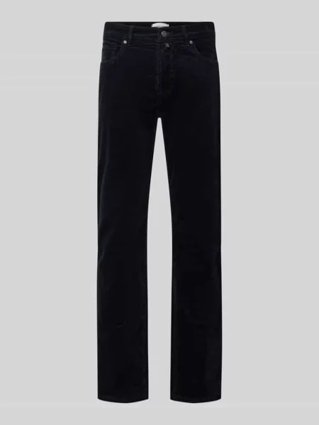 Spodnie sztruksowe o kroju straight fit z elastycznej mieszanka bawełny model Laval' Pierre Cardin granatowe