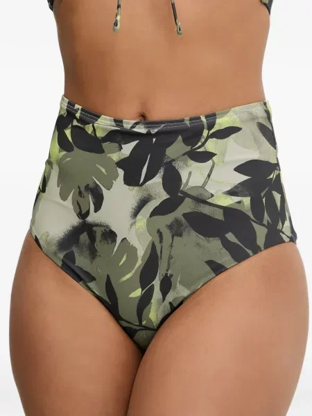 Bikini Armani Exchange cu talie înaltă cu imagine verde