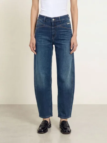 Opus Pants Barrel Džíny Meni Coupe dark blue modré