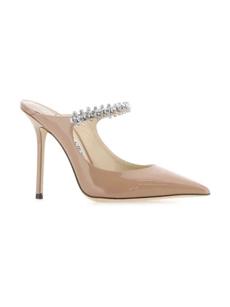 Klapki mules Jimmy Choo skórzane na szpilce różowe