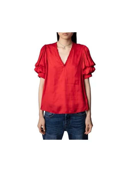 Satynowa bluzka Zadig & Voltaire czerwona