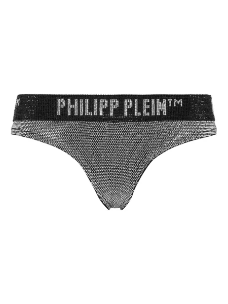Stringi Philipp Plein z kamieniami białe