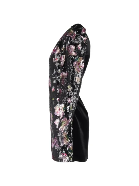 Rochie mini Self-portrait de catifea cu un umăr gol de costum negru