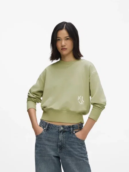 KARL LAGERFELD JEANS Mikina svetlozelená biela