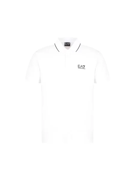 Koszulka polo Ea7 Emporio Armani z nadrukiem biała