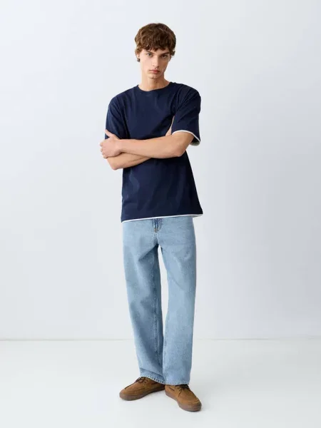 Dżinsy relaxed fit średni Teen 38 MANGO TEEN niebieski